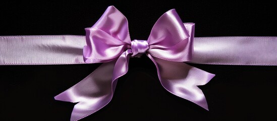Aufkleber - Isolated on a black backdrop a lovely purple or pink ribbon gift bow is displayed with ample copy space image