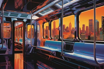 Canvas Print - Chrome subway architecture building vehicle.