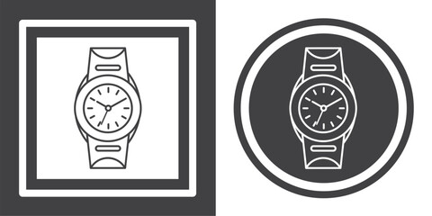 Poster - Vector. Watch symbol. Black and white icon symbol design in flat.