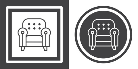 Poster - Vector. Sofa symbol. Black and white icon symbol design in flat.