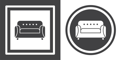 Poster - Vector. Sofa symbol. Black and white icon symbol design in flat.