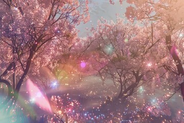 Poster - Cherry blossom landscape photo backgrounds outdoors glitter.