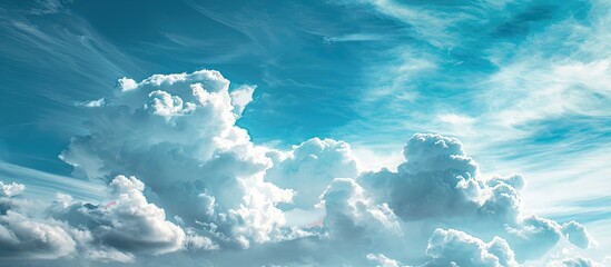 Sticker - Scenic blue sky with fluffy white clouds perfect as a copy space image