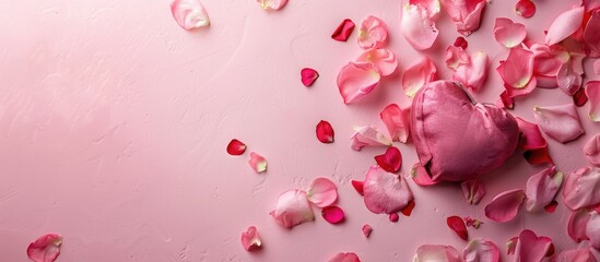 Wall Mural - Pink background for a Valentine s Day theme with copy space image