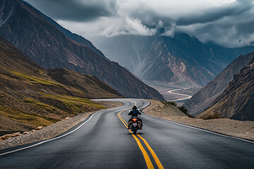 Couple on motorcycle adventure in nature