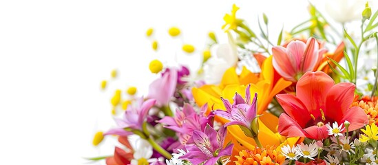 Leinwandbilder - A bouquet of spring flowers set against a white backdrop perfect for a copy space image