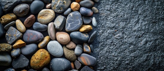 Aufkleber - Abstract stone on black backdrop with copy space image
