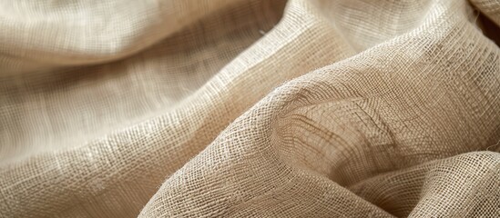 Poster - Natural linen fabric with a beige coarse grain texture perfect for design backgrounds ideal for a copy space image