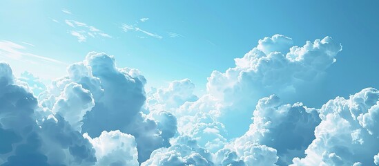 Wall Mural - fluffy clouds drifting in the blue sky provide a serene copy space image