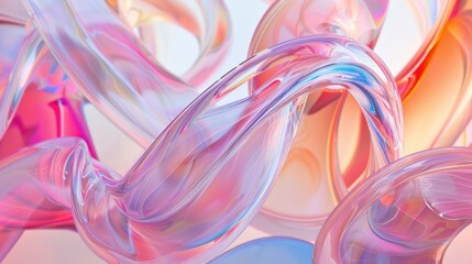 Wall Mural - Fluid Abstract Waves in Vibrant Hues of Pink and Blue