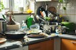 © jambulart - Cluttered Kitchen with Dirty Dishes