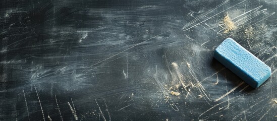 Wall Mural - Blackboard eraser smudging chalk leaving a blank copy space image