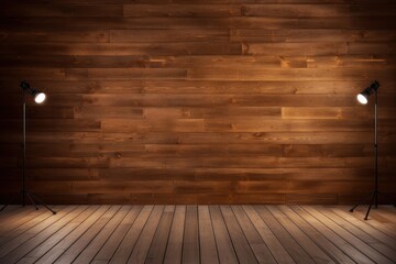 Canvas Print - Brown wooden backdrop backgrounds spotlight hardwood.