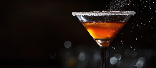 Aufkleber - The Sidecar cocktail is garnished with a sugared rim in a copy space image