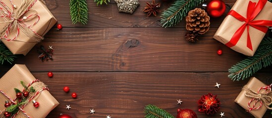 Aufkleber - During the Christmas season there is plenty of empty space on the desk for a copy space image