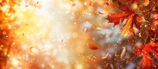 Leinwandbilder - A fall-themed background for weather forecasts featuring selective focus and room for text with a copy space image.