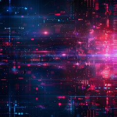 Wall Mural - vibrant futuristic digital landscape with floating holographic elements and interface