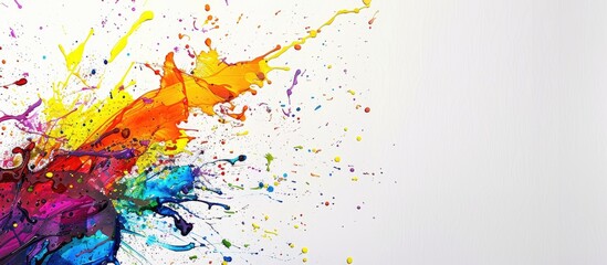 Aufkleber - Colorful abstract splatters displayed on a white backdrop with copy space image.
