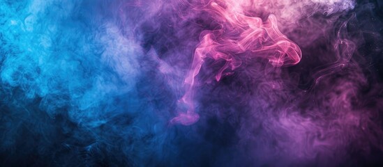 Leinwandbilder - A dreamy mix of blue and pink steam over a dark backdrop with a designated area for additional content in the picture, called copy space image.