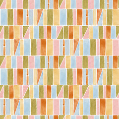 beautiful abstract seamless pattern with colorful watercolor geometric ornament. abstract patchwork 