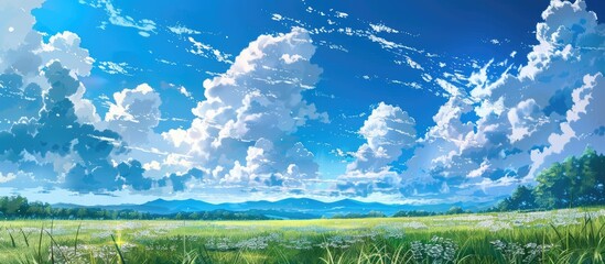 Poster - The striking blue sky and fluffy clouds provide a picturesque backdrop.