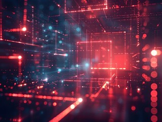 Wall Mural - mesmerizing cyber grid glowing geometric shapes in abstract digital landscape
