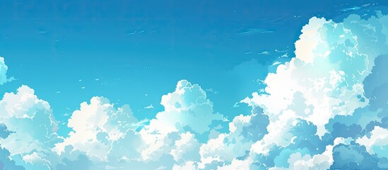 Sticker - A serene sky in blue with white clouds provides a perfect copy space image for your nature-themed design or event.