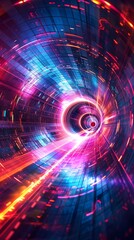 Wall Mural - mesmerizing digital vortex with swirling colors and lights futuristic cyber background