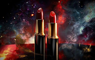 Wall Mural - Luxury Red and Black Lipsticks in Space