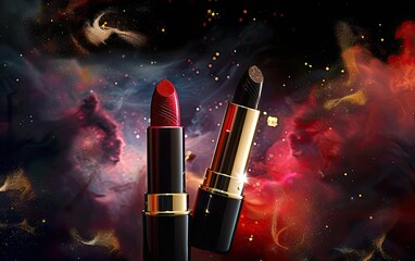 Wall Mural - Luxury Red and Black Lipsticks in Space