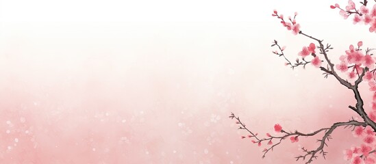 Fototapete - White and pink Japanese paper with a blank space for an image.