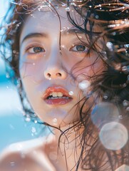 Wall Mural - Portrait of a woman on the beach