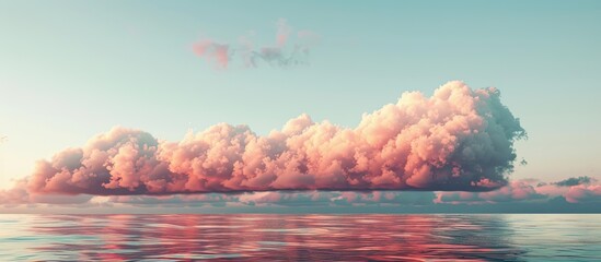 Poster - Red clouds above the ocean with a horizontal orientation suitable for various text designs within the copy space image.