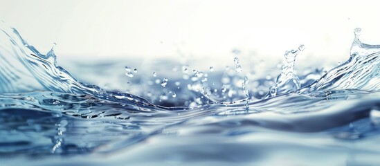 Poster - Close-up of rippling water texture on a light background with copy space image.