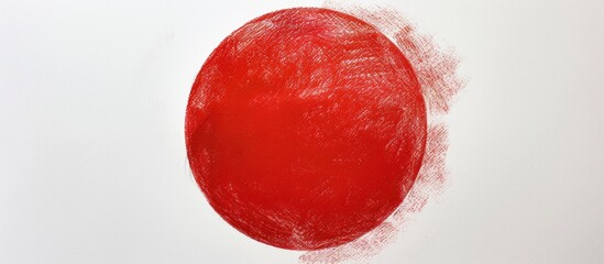 Leinwandbilder - Circular red oil pastel drawing on white paper with copy space image.