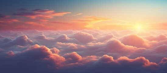 Sticker - Clouds gracefully drift across the sky during a stunning sunset, offering a picture-perfect moment with a serene copy space image.