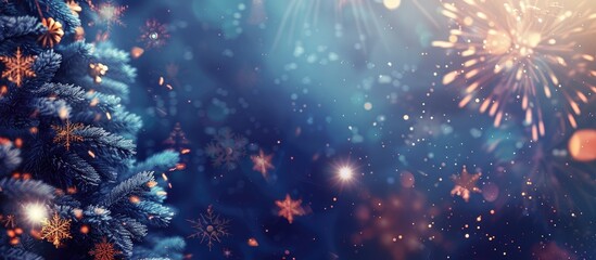 Poster - Fireworks against an elegant background for Christmas and New Year celebrations, with a blank space to add text or images.
