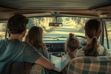 Canvas Print - Family on a road trip across the country in an RV