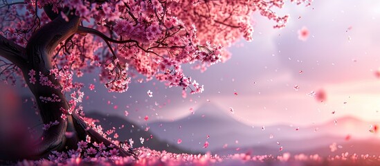 Aufkleber - Beautiful cherry blossom tree with copy space image.