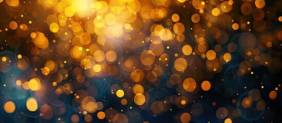 Aufkleber - Blurry abstract dark background featuring yellow light bokeh creates a mesmerizing copy space image.