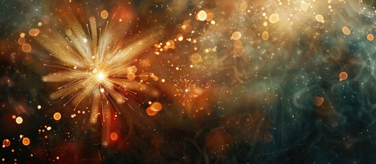 Poster - An abstract New Year holiday backdrop featuring fireworks and ample copy space image.