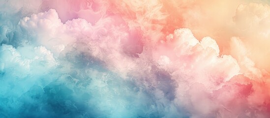 Wall Mural - A stunning cloudy sky with a soft gradient of pastel colors and a textured grunge paper effect creates a beautiful nature abstract background perfect for a copy space image.