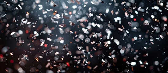 Aufkleber - Copy space image featuring silver festive confetti against a dark backdrop.