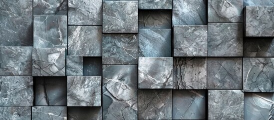 Leinwandbilder - Marble blocks in silver-gray shade for a backdrop with space for text or images.