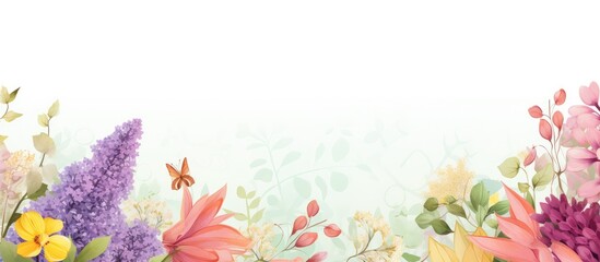 Poster - Spring-themed floral border with copy space image.