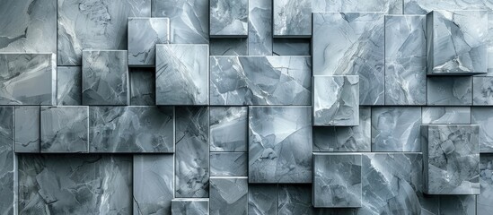 Leinwandbilder - Marble blocks in silver-gray shade for a backdrop with space for text or images.