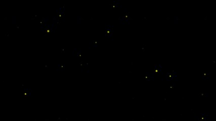 Wall Mural - flow up glow yellow bokeh particles animation on black abstract background for screen project overla