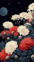 Poster - Flowers in nighttime outdoors pattern nature.