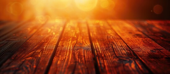Aufkleber - Copy space image on a wooden surface with warm orange hues