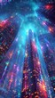 © Edik - Tall skyscrapers illuminated by vibrant neon lights in a cyberpunk atmosphere.